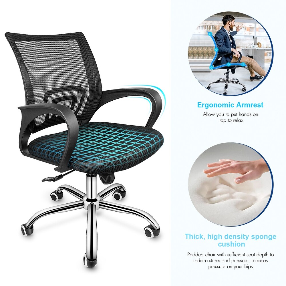 360 Revolving Ergonomic Chair Mesh Office Desk Stools Lounge Chairs Thick Cushion Adjustable Height for Home Office