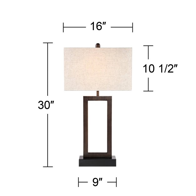 Tall Set Of 2 Bronze With Usb And Ac Power Outlet In Base Oatmeal Shade For Bedroom Living Room Bedside Desk