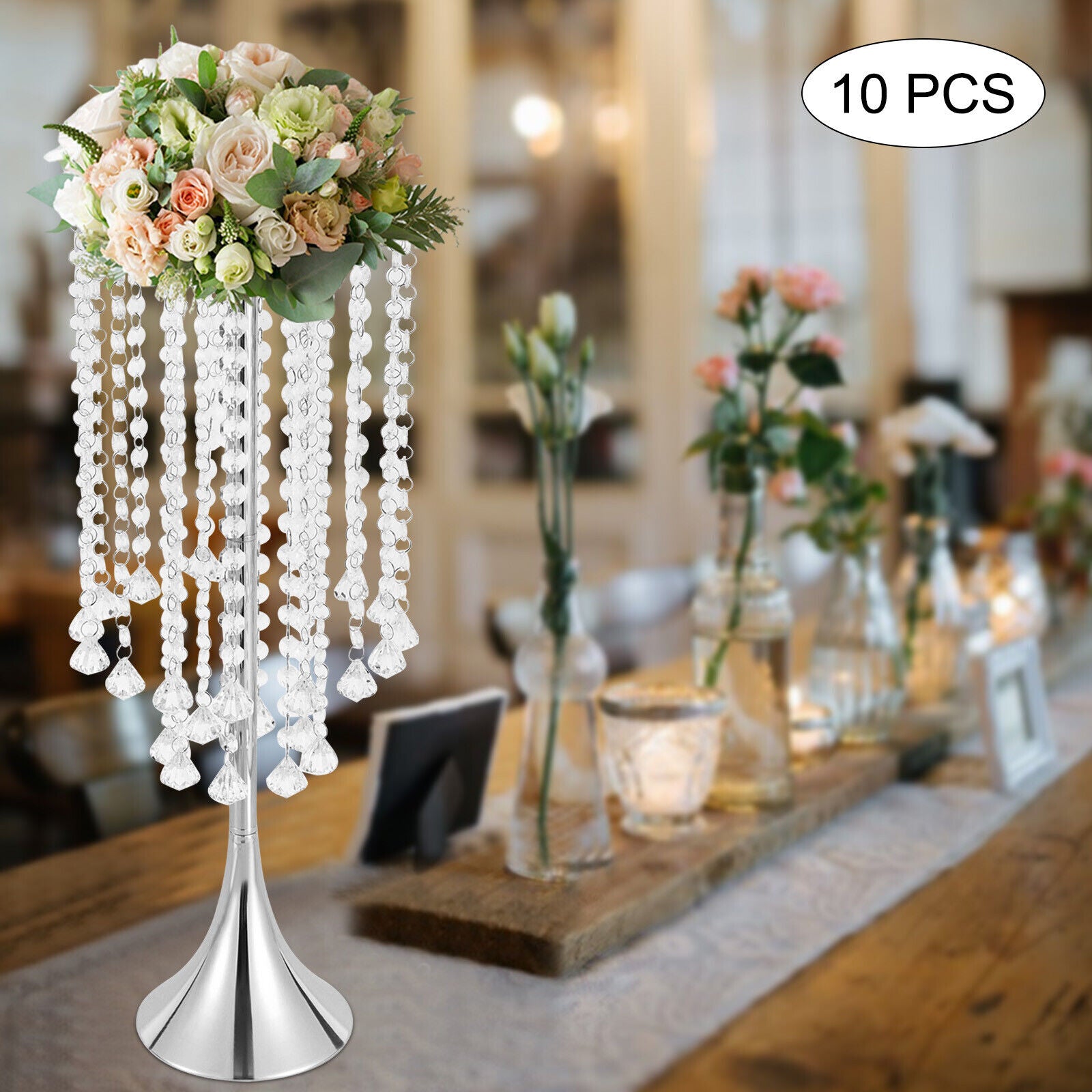 Miumaeov 10Pcs Wedding Centerpieces for Tables 55cm/21.6inch Tall Vases Metal Centerpieces Table Decorations for Wedding Ceremony Party Birthday Anniversary Events