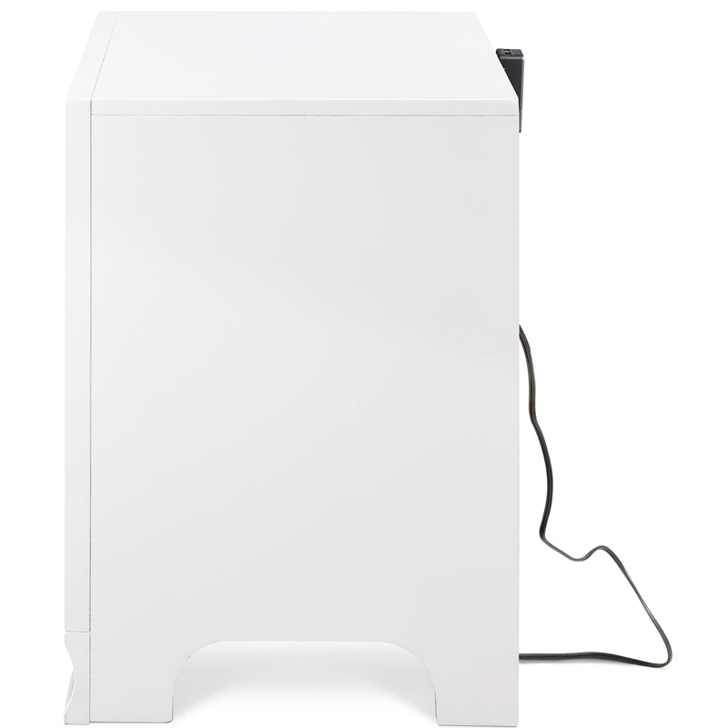 ClickDecor Edmond 2 Drawer Nightstand End Table with USB Charging Station, White