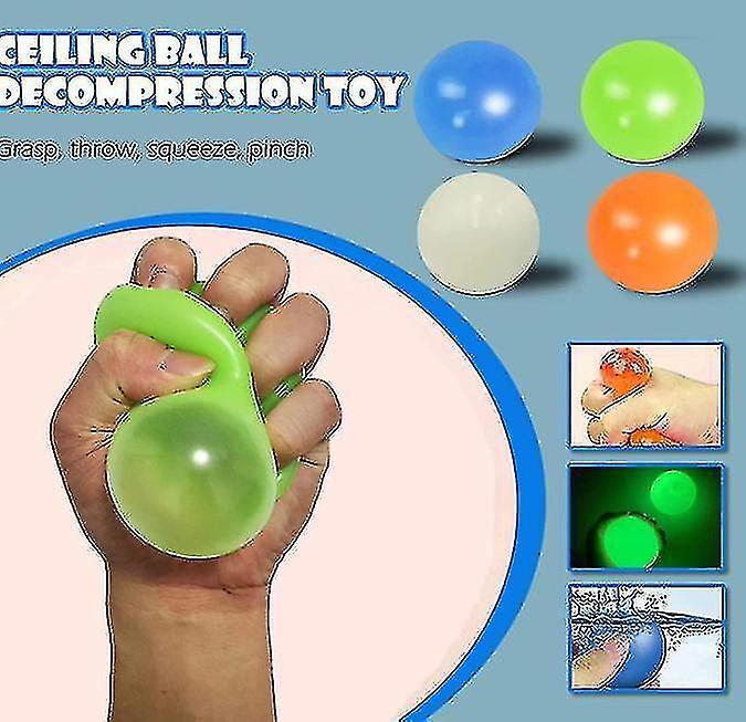 Luminous Sticky Ball Toy Set，glow In The Dark Ceiling Balls，sticky Ball 4pcs