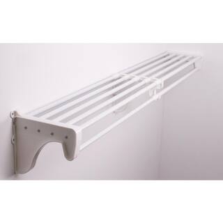 EZ Shelf Expandable DIY Closet Shelf  Rod 30 in - 50 in W White Mounts to Back Wall with 2 End Brackets Wire Closet System EZS-SCRW48-1-2