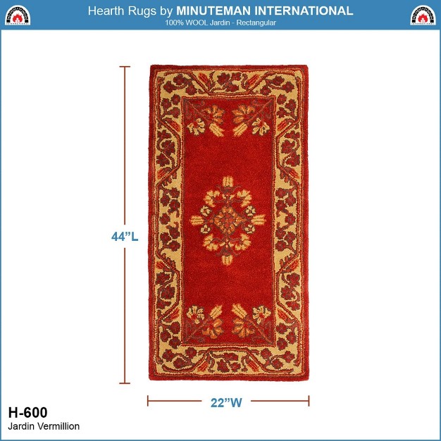 Long Minuteman International Jardin Rectangular Hearth Rug Vermillion Achla Designs