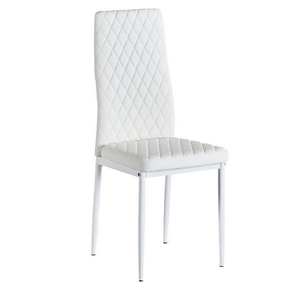 Dining Chair Leather Diamond Grid Pattern Home Conference Chair Set Of 4 - 20.47*15.75 *37.8INCH