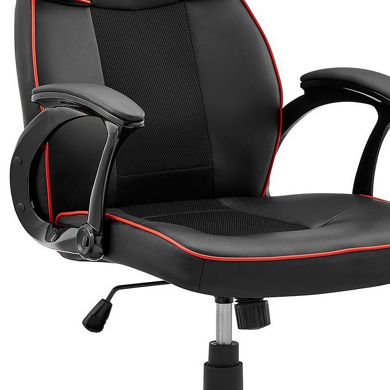 Vic 26 Inch Ergonomic Gaming Office Chair， Red Welt Corded Edges， Black