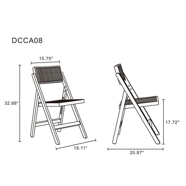 Pullman Folding Dining Chair in Nature Cane- Set of 2