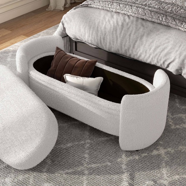 Makine Glam Boucle Storage Bench For Bedroom And Entryway Homes Inside Out