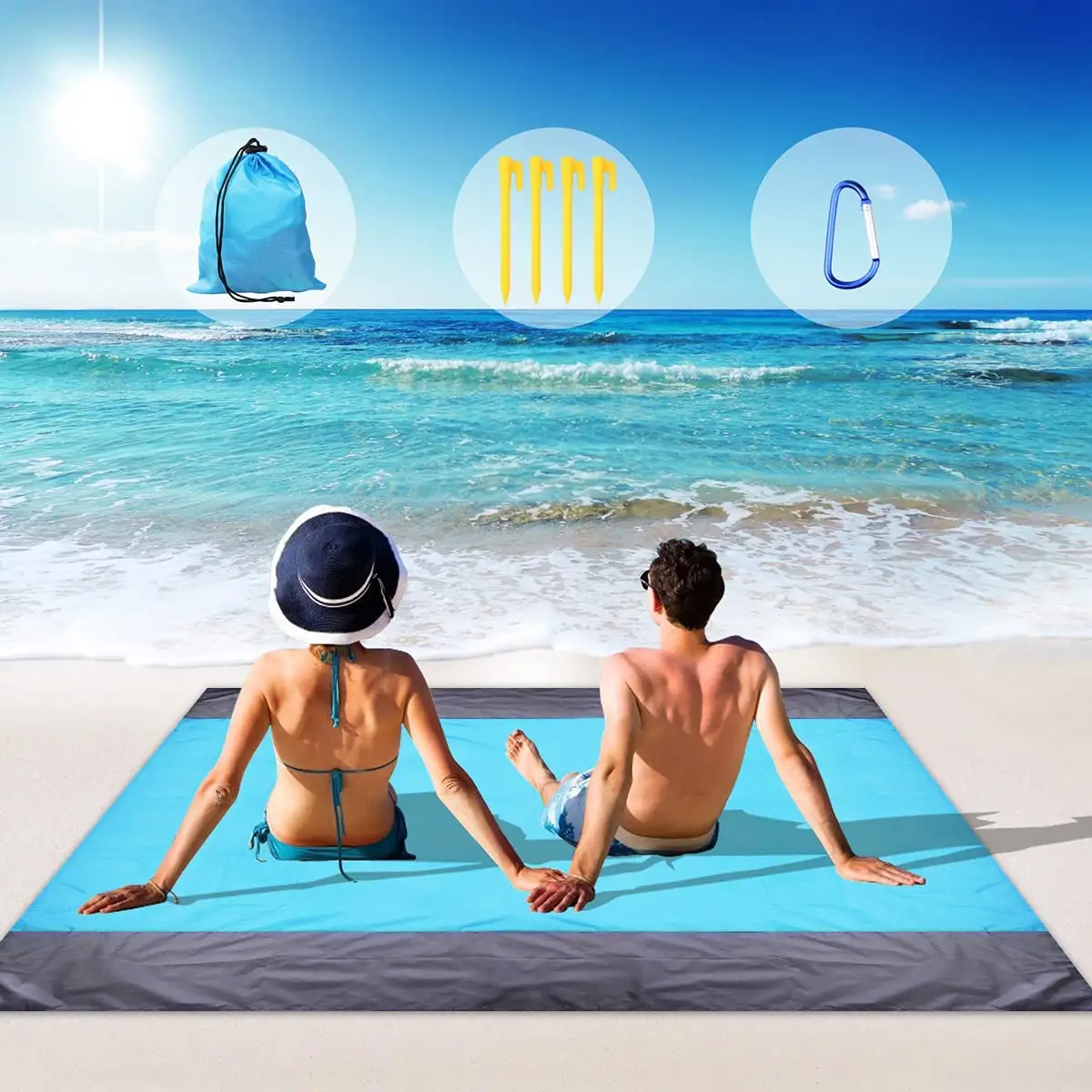 Oversized Portable outdoor Sand proof Beach Mat  picnic Beach Blanket for Travel  Camping  Hiking