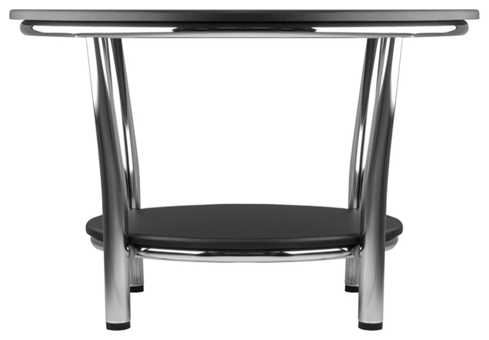 Winsome Maya Round Coffee Table Top with Legs in Black/Metal Finish   Contemporary   Coffee Tables   by Homesquare  Houzz