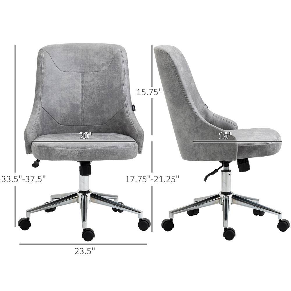 Vinsetto Light Grey Microfiber Cloth Seat Height Adjustable Task Chair with Non-Adjustable Arms 921-562