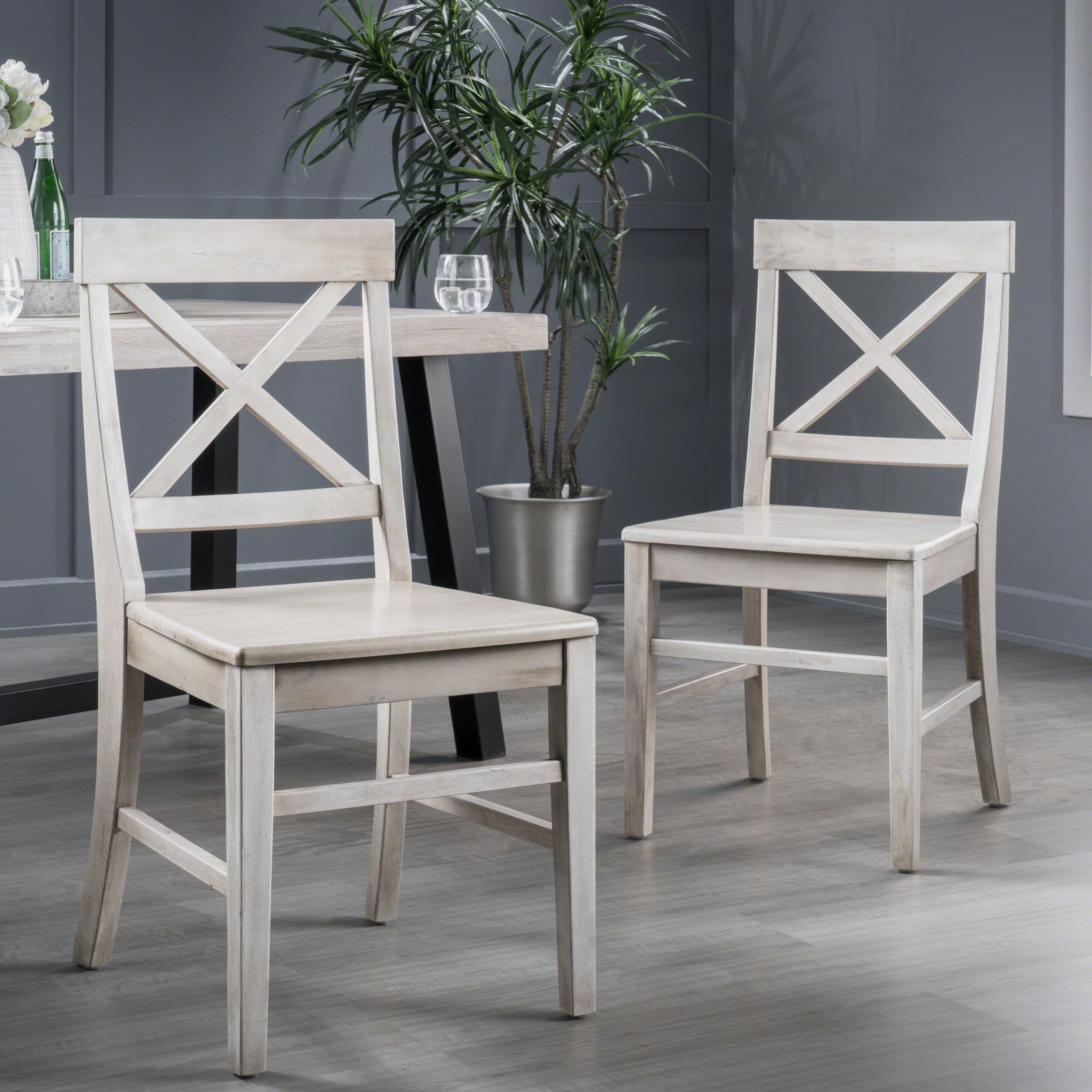 Truda Farmhouse  Acacia Wood Dining Chairs (Set of 2)