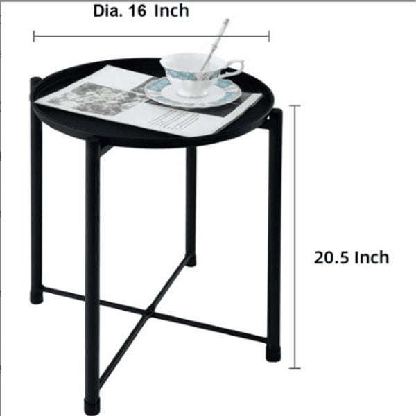 Round X-shaped Rods End Table Removable Top Metal Tray Side Table Small Coffee Table for Living Room，Bedroom，Small Space