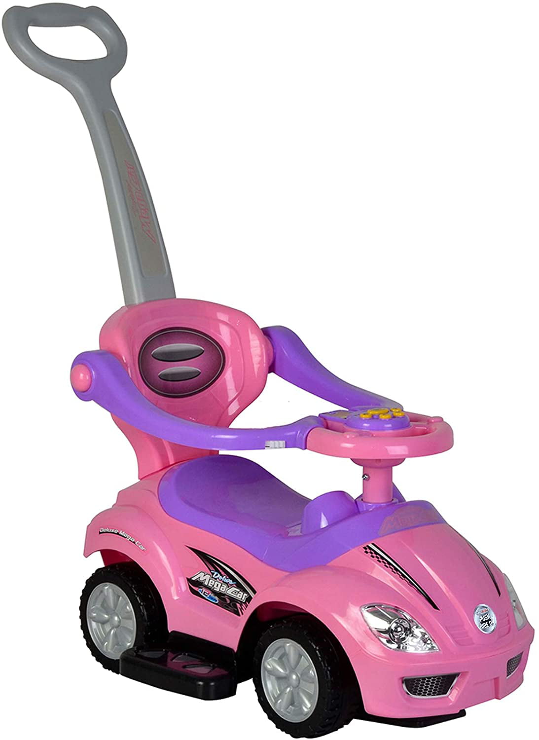 ChromeWheels 3 in 1 Ride on Toys Pushing Car with Guardrail Pink