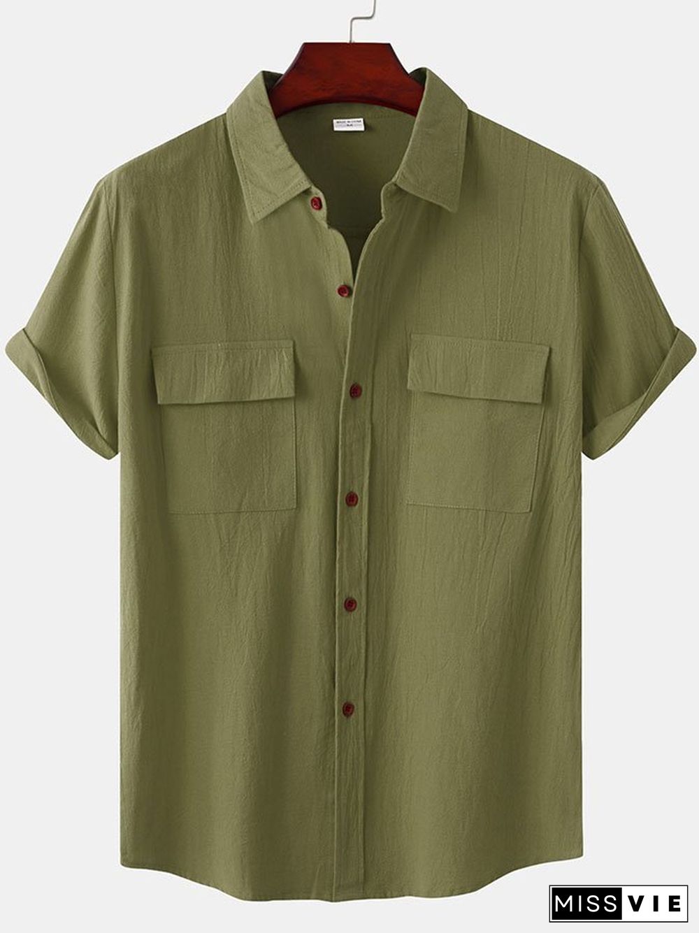 Casual Solid Color Pocket Shirt