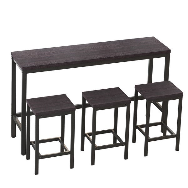 4 piece Dining Table Set with 3 Stools