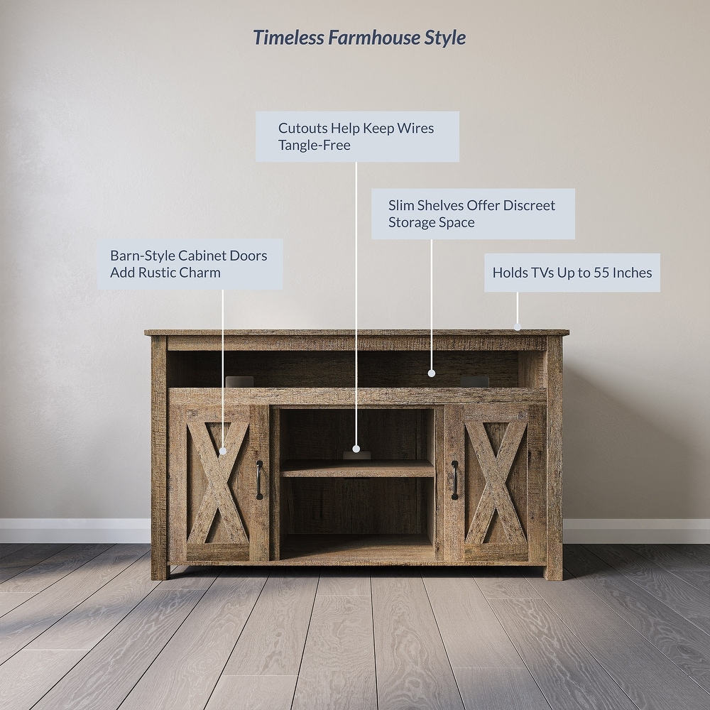 BELLEZE Corin Barn Door Wood TV Stand for TVs up to 55\