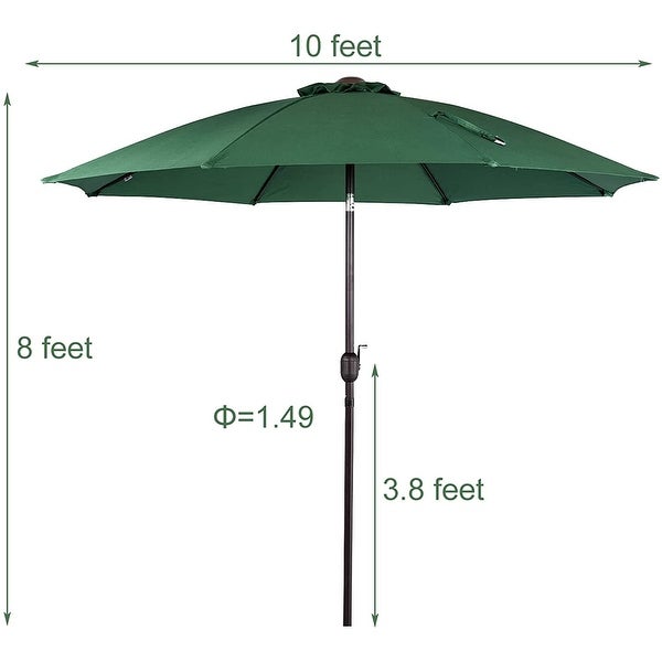 10FT Patio Umbrella Table Market Umbrella with Push Button Tilt， Polyester Canopy Shade - Overstock - 34180980