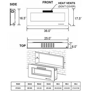 Costway 36 in. W Recessed Electric Fireplace In-Wall or Wall Mounted Electric Heater in Black EP23625