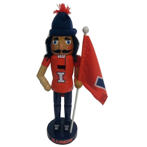 12 inch Illinois Mascot with Flag Nutcracker