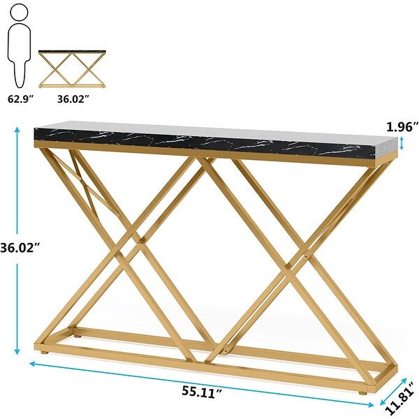 55-Inch Gold Console Table for Living Room， Entryway， Hallway