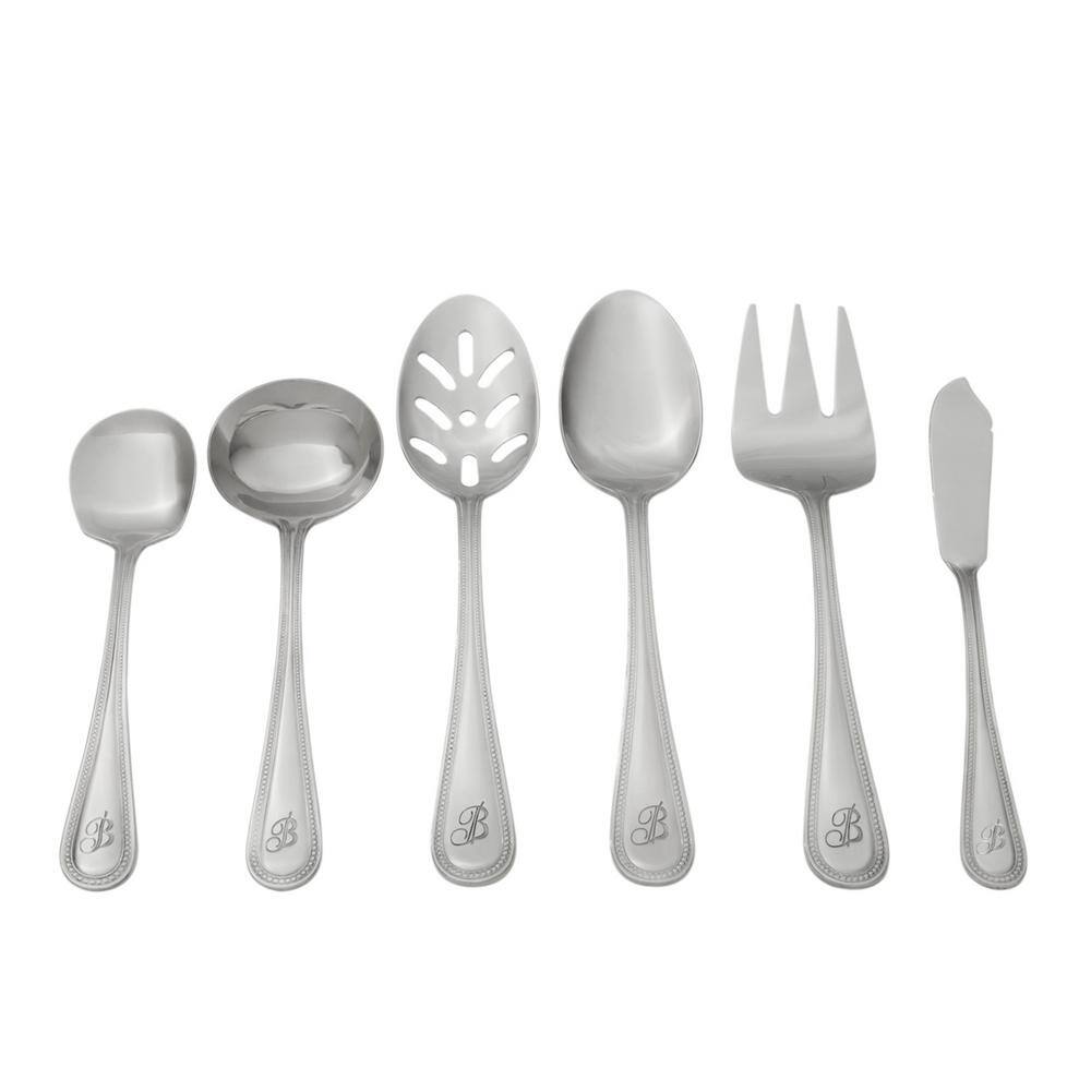 RiverRidge Home Beaded Monogrammed Letter H 46-Piece Silver Stainless Steel Flatware Set (Service for 8) 10‐152