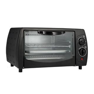 Kahomvis 1000W 4-Slice Black Matte Stainless Countertop Toaster Oven  Pizza Maker Toaster Oven with Bake Tray and Wire Rack ISA-LKD0-YQW