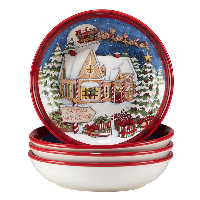 Certified International Santa's Workshop 4-pc. Soup Bowl Set