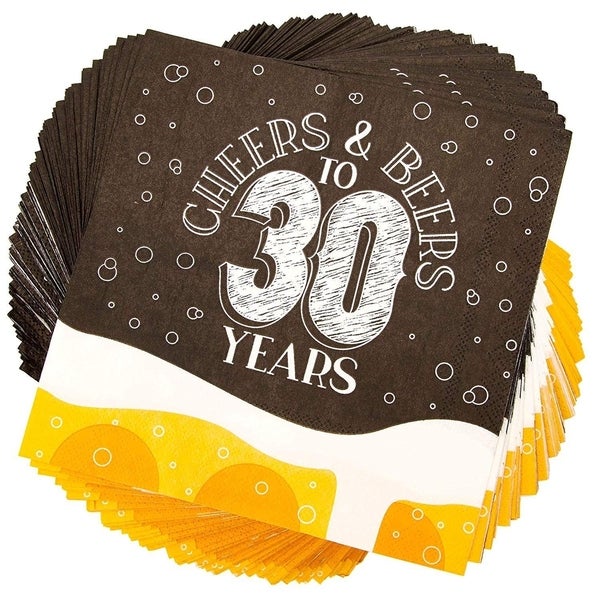 100 Pack Cheers and Beers to 30 Years Paper Napkin 6.5