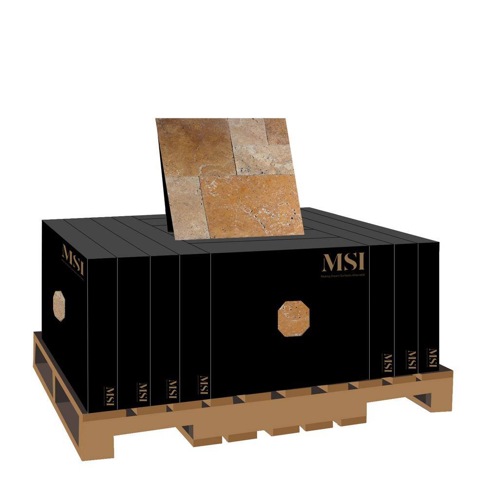 MSI Riviera Gold Travertine Tumbled Paver Kits (120 pieces160 sq. ft.Pallet) LPAVTRIV10KITS