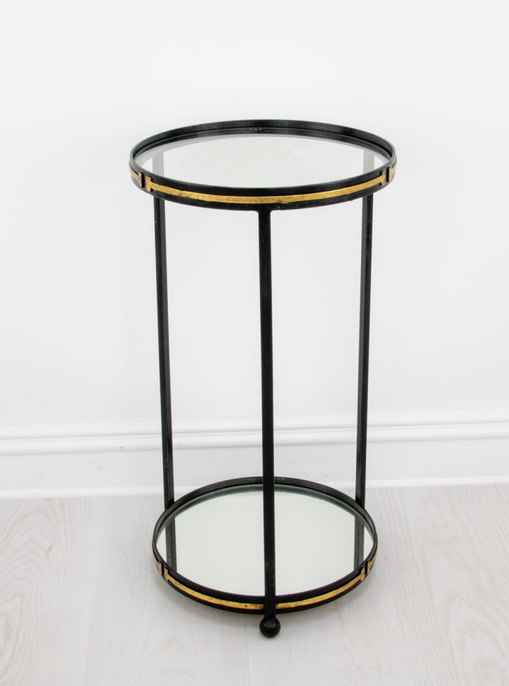 Adarsh Champagne ampGold Side Table   Transitional   Side Tables And End Tables   by Rustic Home Furniture Deco  Houzz