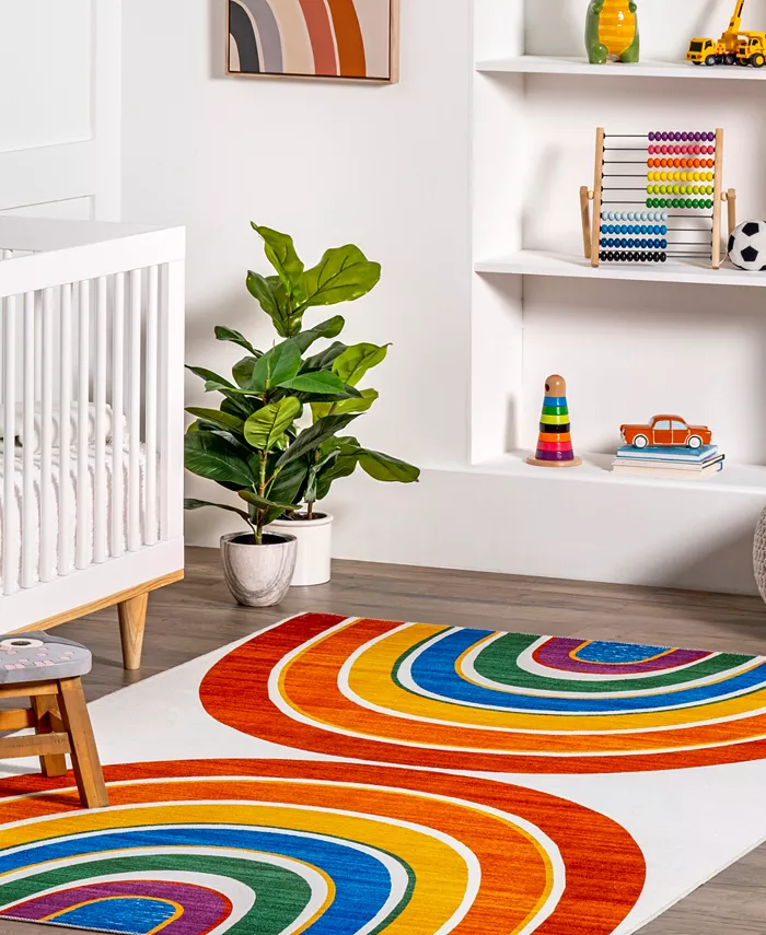 nuLoom Revel Classic Double Rainbow Washable Kids 4 x 6 Area Rug