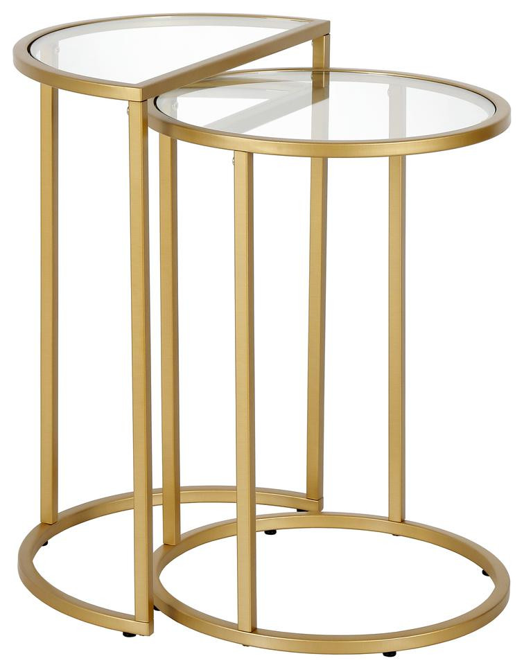 Luna Round  ampDemilune Nested Side Table in Brass   Contemporary   Accent Chests And Cabinets   by BisonOffice  Houzz