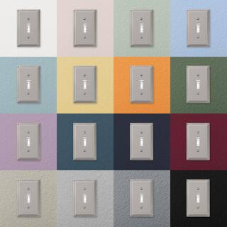 AMERELLE Georgian 2 Gang 1-Toggle and 1-Rocker Metal Wall Plate - Satin Nickel 54TRN