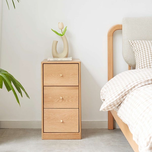 Solid Oak Bedside Table Storage Cabinet