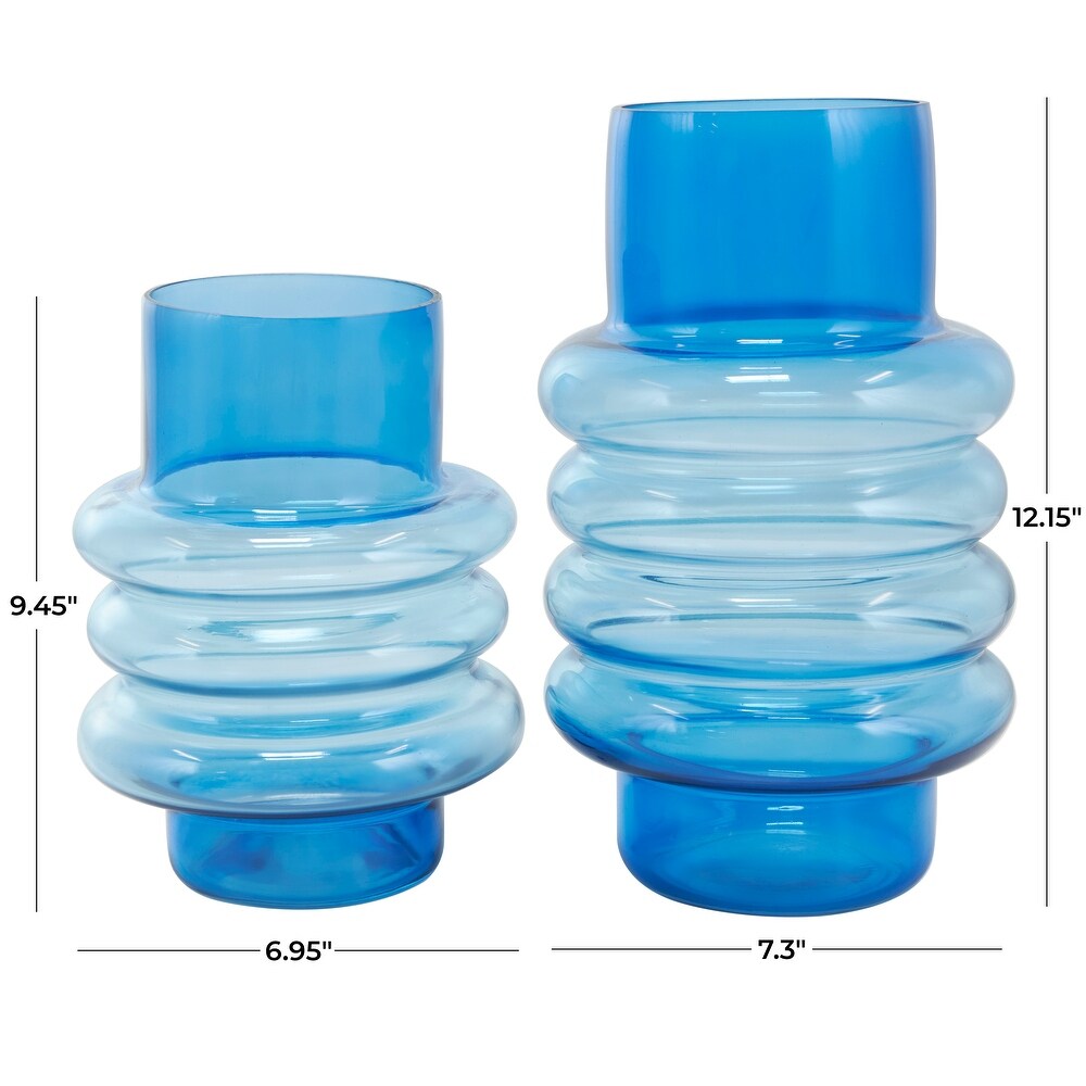 Blue Glass Ombre Bubble Vase (Set of 2)