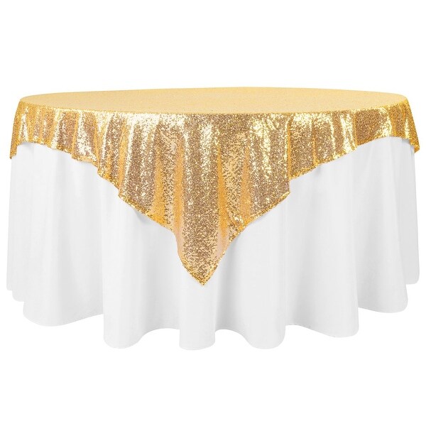 1 Pc， Glitz Sequin Mesh Net Table Overlay Topper 72