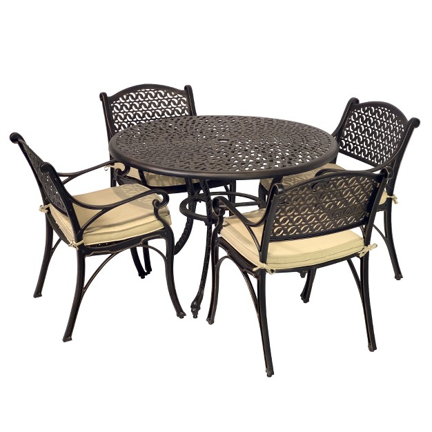 Kinger Home 5 piece Outdoor Patio Dining Set For 4 Cast Aluminum Patio Furniture Table And Chairs With Cushions