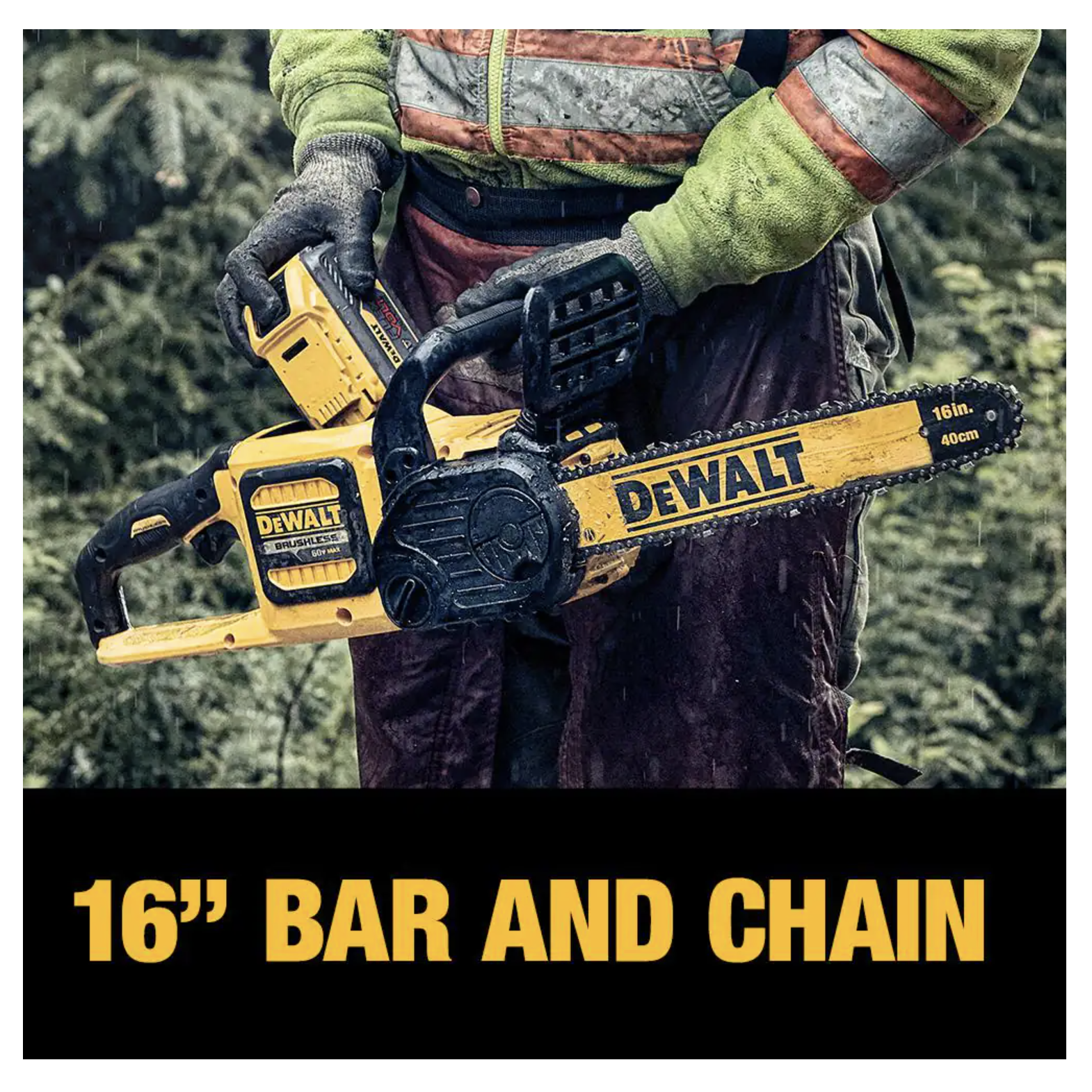 Dewalt 60V Max 16in. Brushless Cordless Battery Powered Chainsaw， Tool Only (DCCS670B)