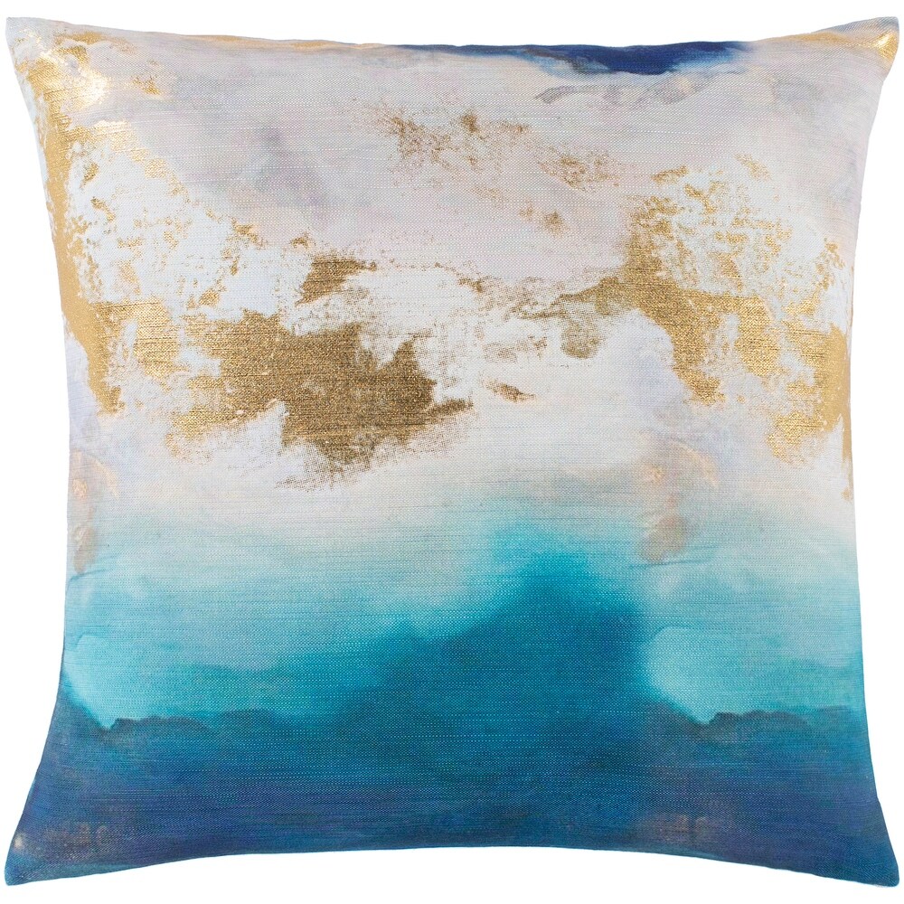 Playa Modern Abstract Blue   Gold Throw Pillow