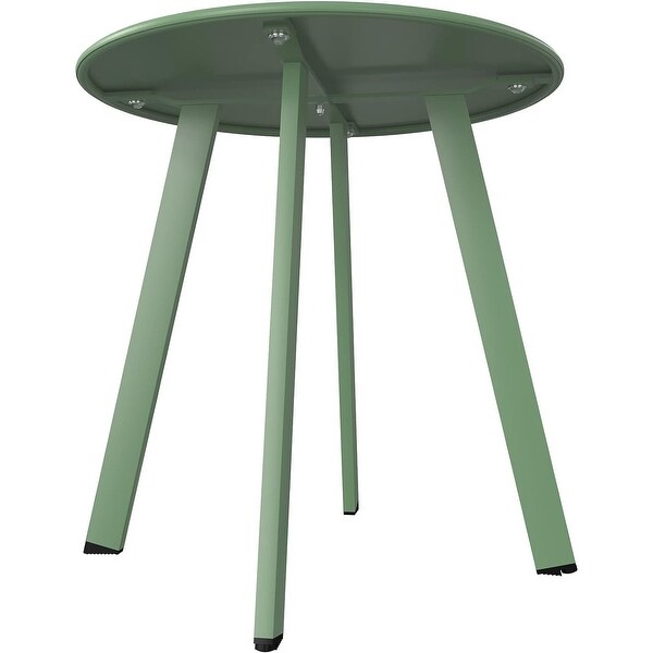 Indoor and Outdoor Steel Side Table，WeatherResistant Round End Table with Square Feet，Small Accen Table Great for Patio