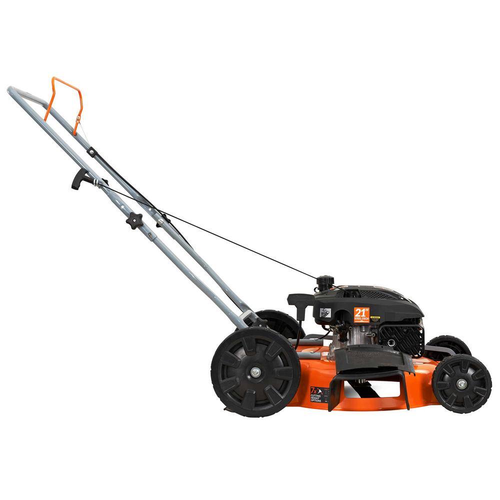 YARDMAX YG1550 21 in. 170cc 2-in-1 Gas Walk Behind Push Lawn Mower with High Rear Wheels