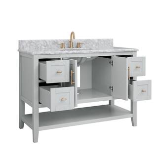 Home Decorators Collection Sturgess Open Shelf 49 in. W x 22. D x 35. H Vanity in Dove Grey with White Marble Vanity Top 19111S-VS49C-DG