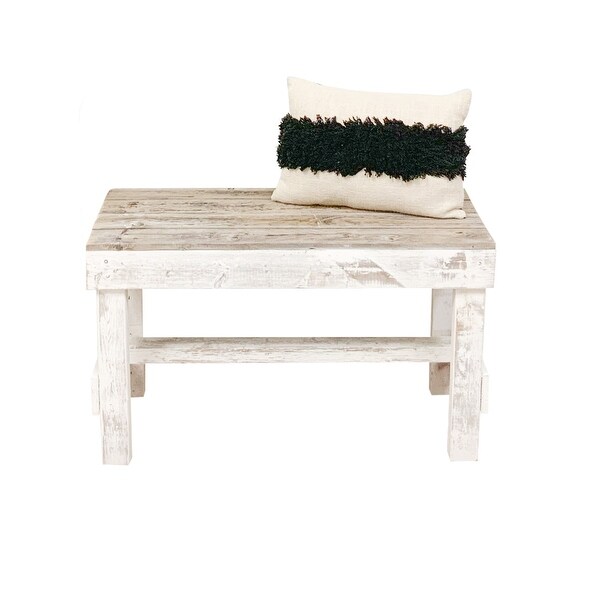 Wood Bench， Natural and White