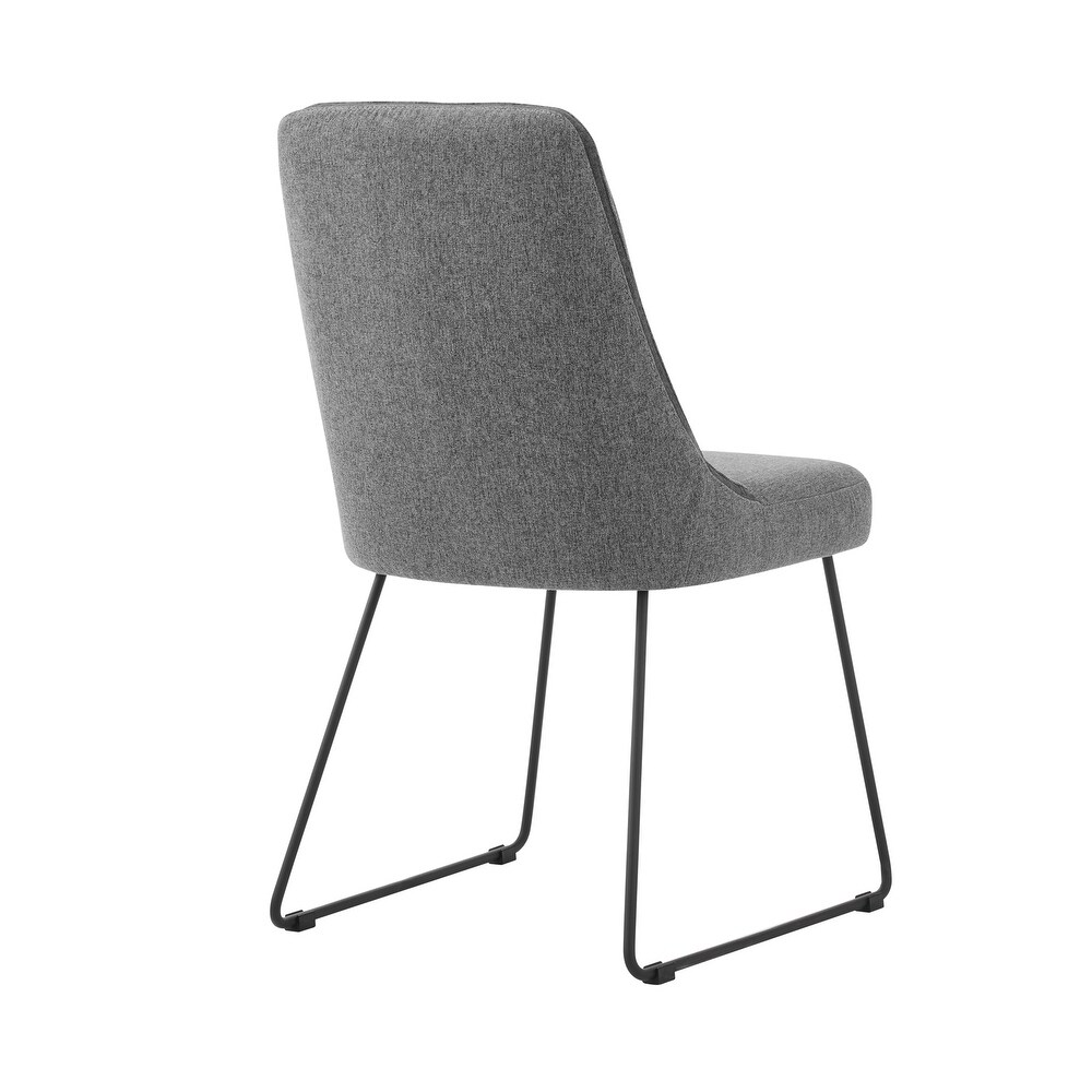 Quartz Grey Fabric Upholstered Dining Chairs   Set of 2