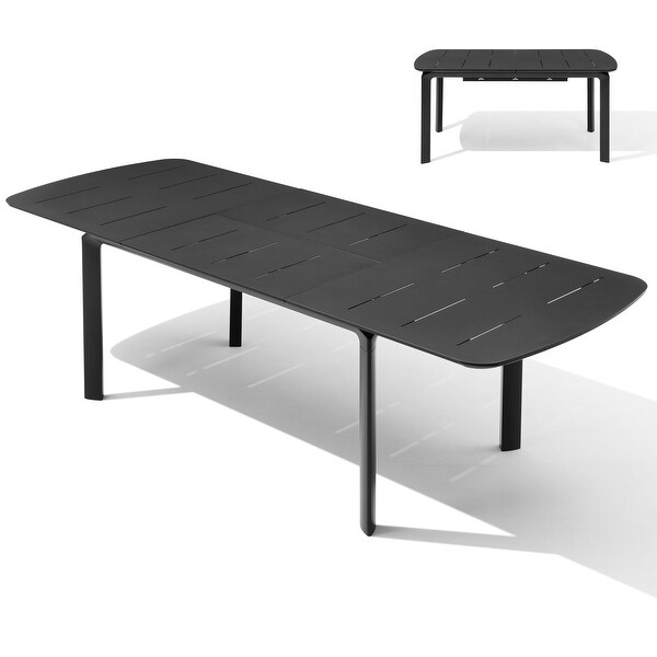 Extendable Patio Dining Table with Butterfly Leaf，Rectangular Extension Table，Expandable Outdoor Table