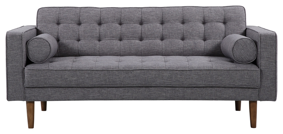 Element Mid Century Modern Loveseat  Dark Gray Linen and Walnut Legs   Loveseats   by Homesquare  Houzz