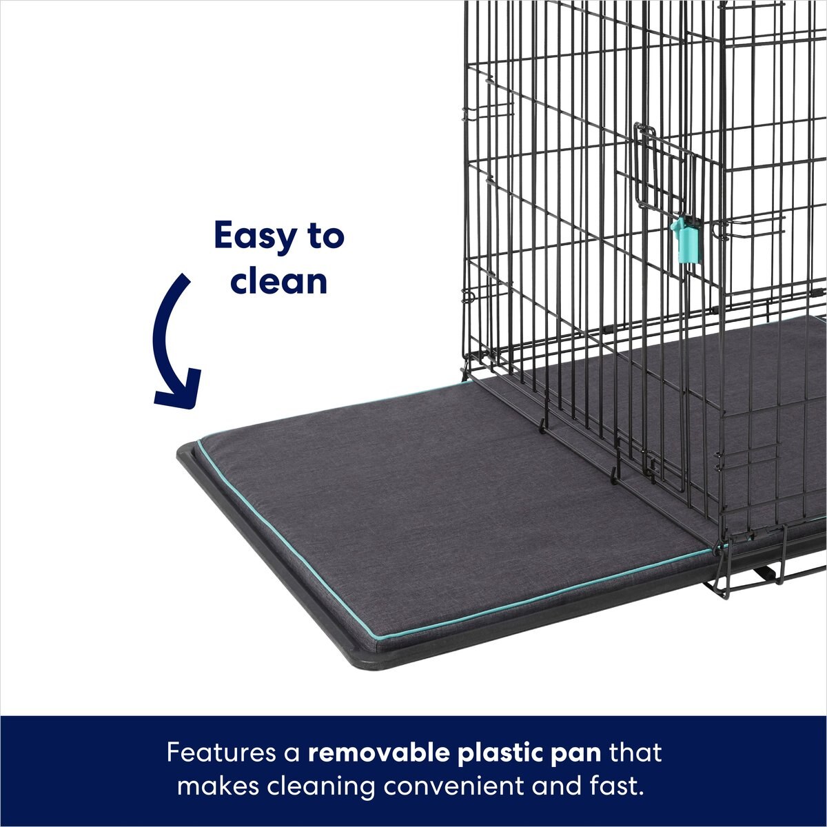 Frisco Heavy Duty Enhanced Lock Double Door Fold and Carry Wire Dog Crate and Mat Kit