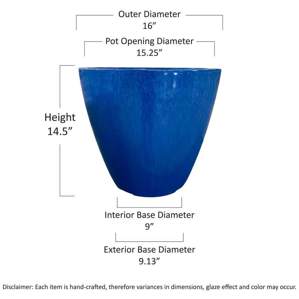 Trendspot 16 in. Cobalt Blue Kurv Resin Planter (2-Pack) EPS00405N-16M2