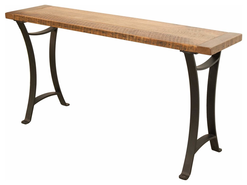 Norwood Sofa Table  Bread Board Ends  Metal Base   Industrial   Console Tables   by Rustic Red Door Company  Houzz