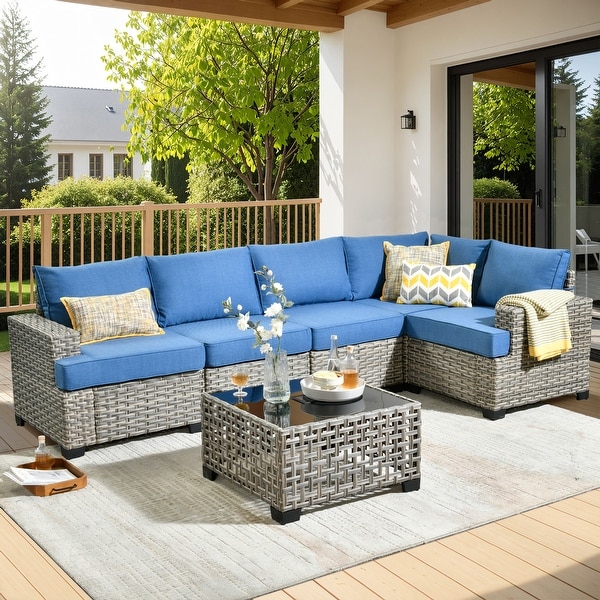 HOOOWOOO 6piece Patio Furniture Conversation Set with Coffee Table